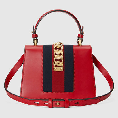 Gucci SyLouis Vuittonie Leather Mini Top Handle Hibiscus Red Bag