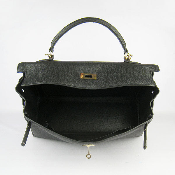 Hermes Kelly 35cm Togo Leather HandBag Black/Golden