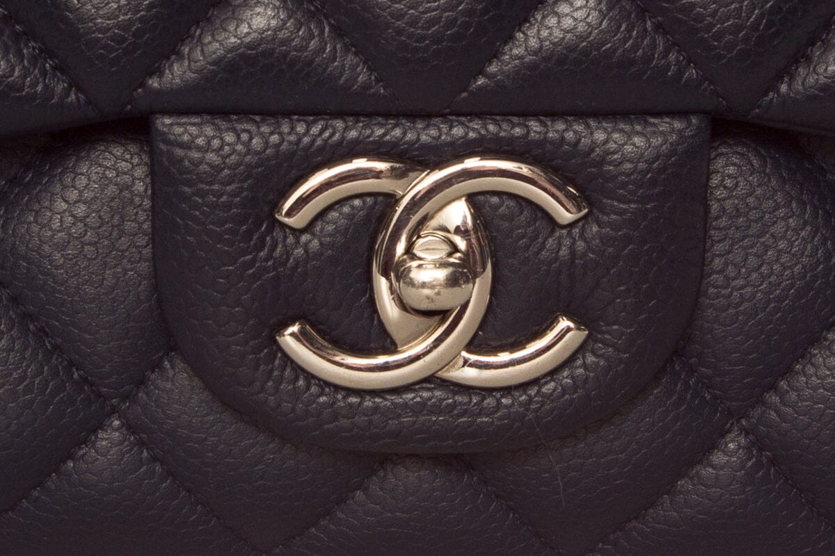 Chanel Midnight  Double Flap Caviar Maxi SHW HandBag