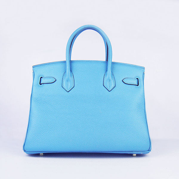 Hermes Birkin 30cm Togo Leather Handbags Light Blue Golden