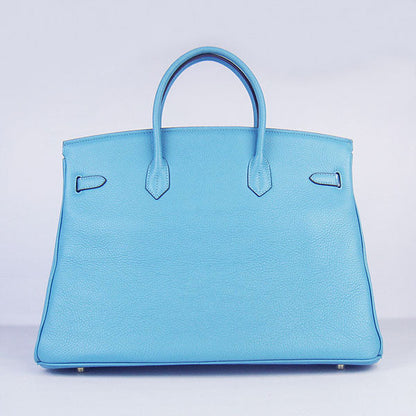 Hermes Birkin 35cm Togo Leather Handbags 6099 Light Blue Golden