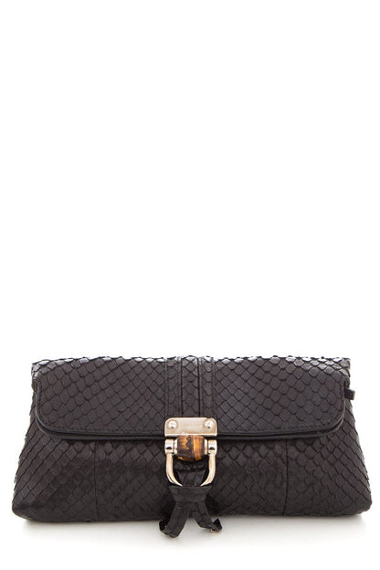 Gucci Black Python Clutch