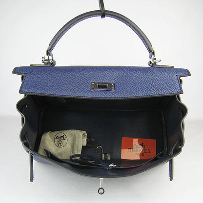 Hermes Kelly 32cm Togo Leather 6108 Dark Blue Silver