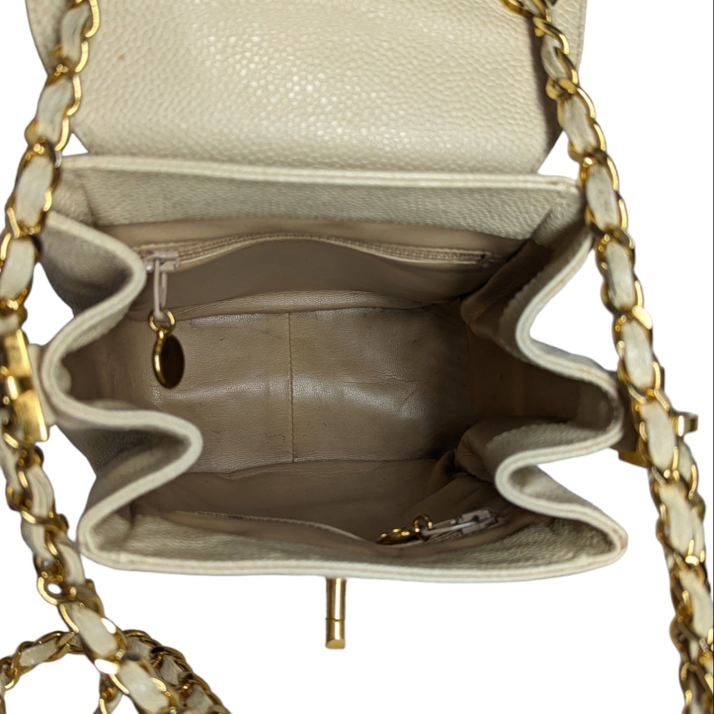 Chanel 90s Caviar Light Beige Oversize CC Flap Crossbody