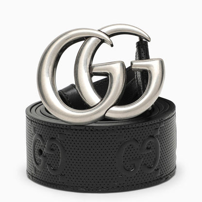 Gucci Black Marmont Belt With Gg Leather Men