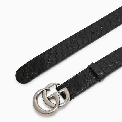 Gucci Black Marmont Belt With Gg Leather Men