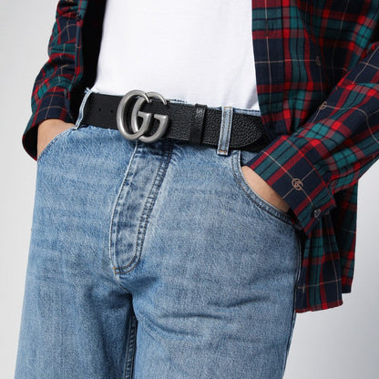 Gucci Belt With Silver-Tone Double G Buckle Men