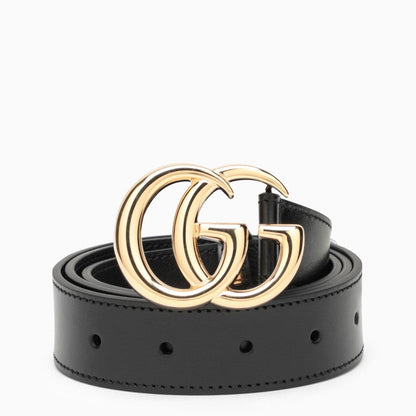 Gucci Black Belt With Double Gg Buckle Men