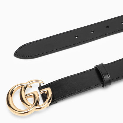 Gucci Black Belt With Double Gg Buckle Men