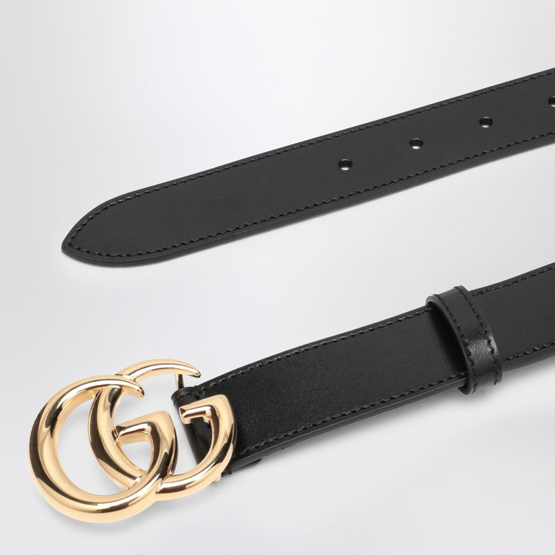 Gucci Black Belt With Double Gg Buckle Men