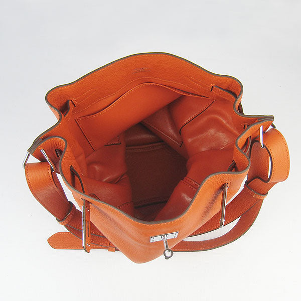 Hermes Nappa Leather Shoulder Bag H2804 orange Silver