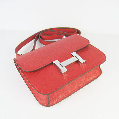 Hermes Constance Cowskin Leather Bag H017 red silver