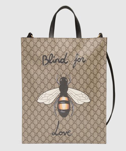 Gucci Bee Print Soft GG Supreme Tote