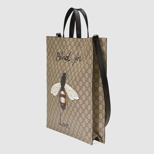 Gucci Bee Print Soft GG Supreme Tote