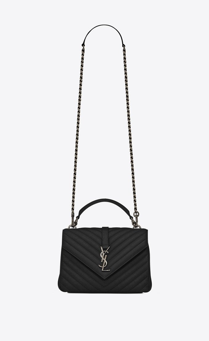 Saint Laurent Classic Medium College Monogram Black SiLouis Vuitton er-Toned