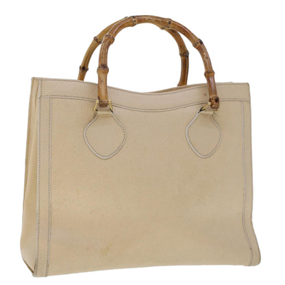 GUCCI Bamboo Hand Bag Leather Beige  45863