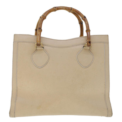 GUCCI Bamboo Hand Bag Leather Beige  45863