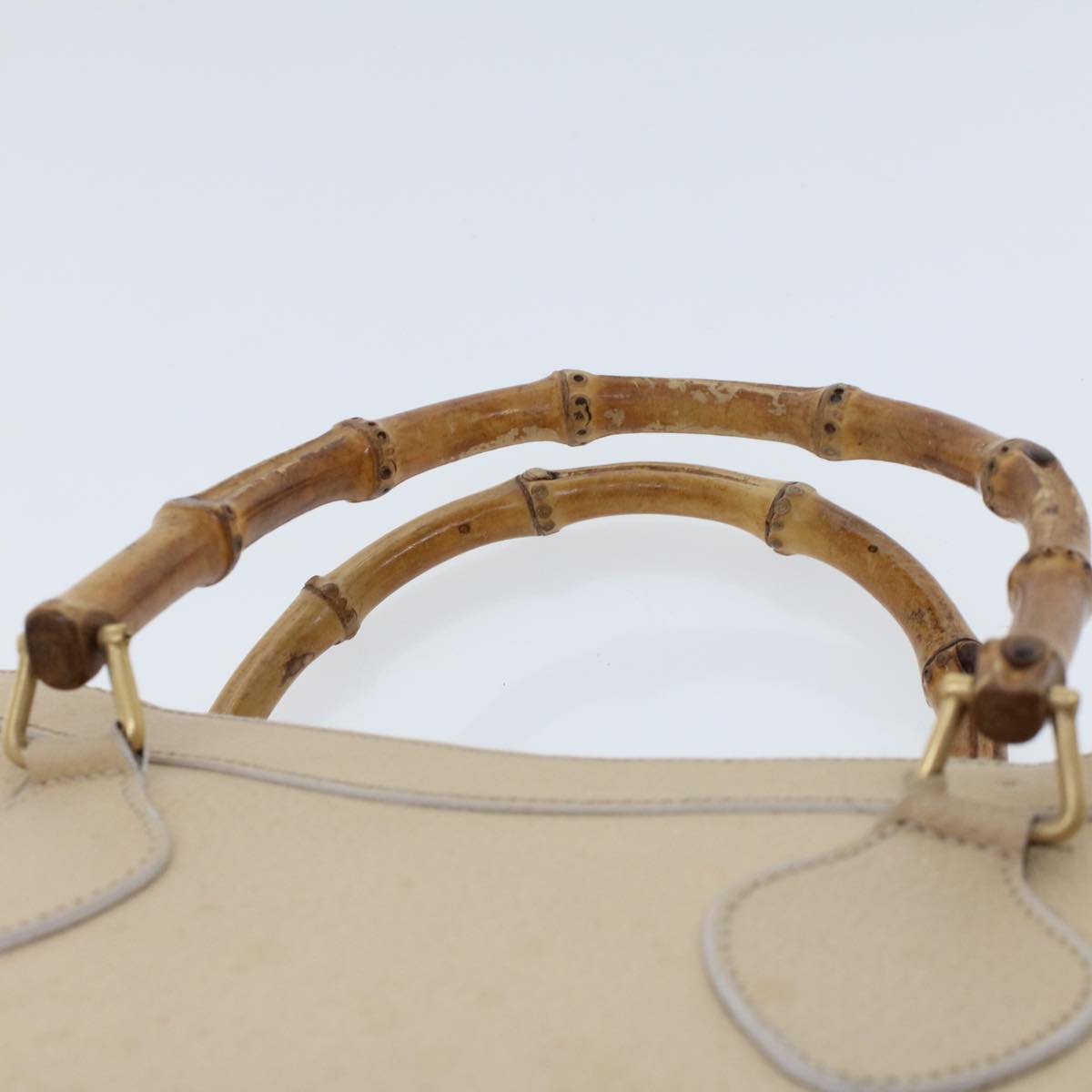 GUCCI Bamboo Hand Bag Leather Beige  45863