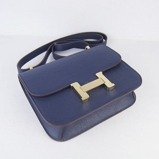 Hermes Constance Cowskin Leather Bag H017 dark blue gold