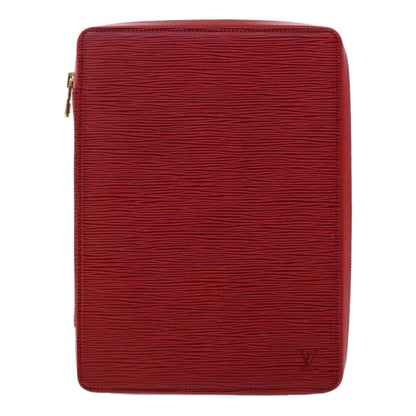 LOUIS VUITTON Epi Agenda Voyage Clutch Bag Red LV Auth 47809