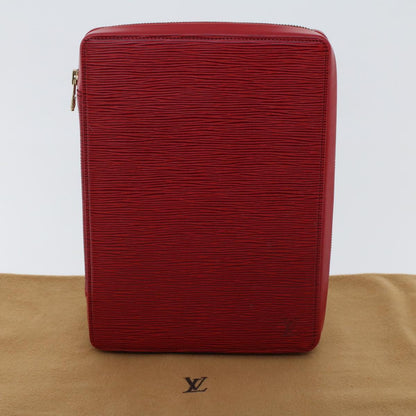 LOUIS VUITTON Epi Agenda Voyage Clutch Bag Red LV Auth 47809