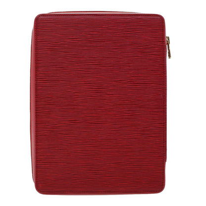 LOUIS VUITTON Epi Agenda Voyage Clutch Bag Red LV Auth 47809