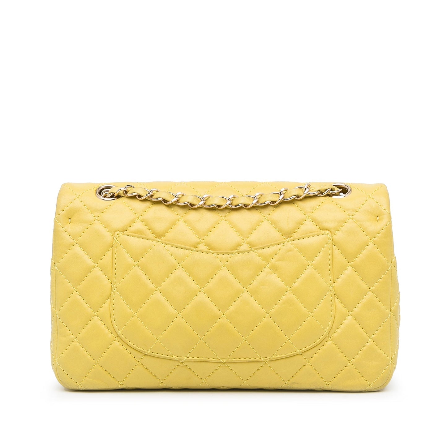 Chanel Classic Double Flap Medium Yellow Lambskin Silver