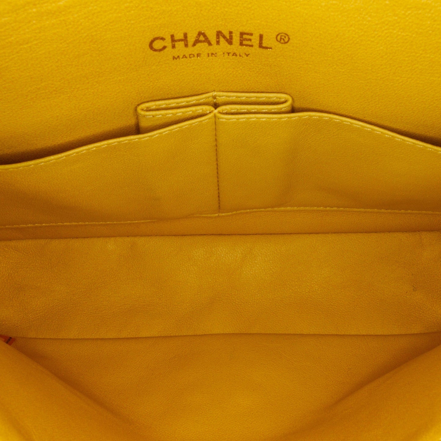 Chanel Classic Double Flap Medium Yellow Lambskin Silver