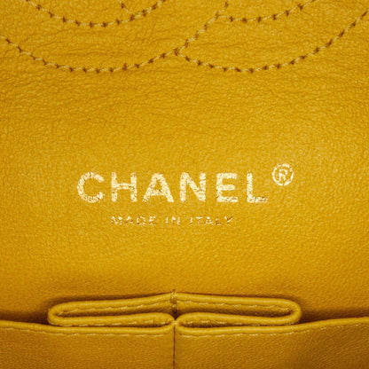 Chanel Classic Double Flap Medium Yellow Lambskin Silver