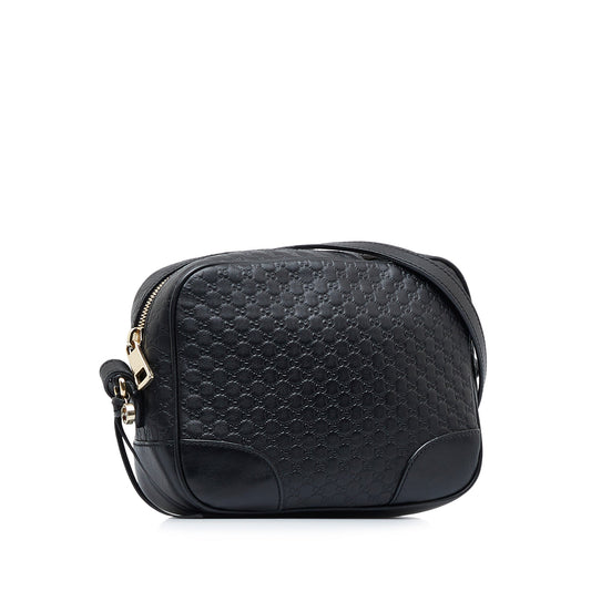 Gucci Bree Black MicroGuccisima Embossed Leather