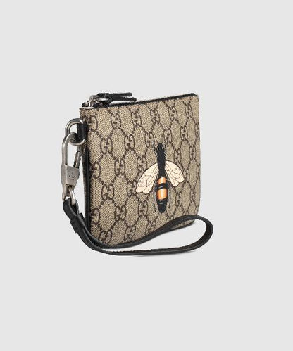 Gucci Bee Print GG Supreme Cellphone Pouch