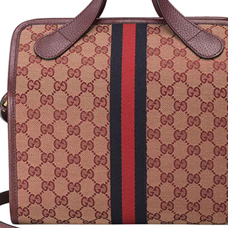 (WMNS) GUCCI Logo Stripe Webbing Canvas Large Capacity travel handbag  / Red Classic 565224-9Y9MT-9864