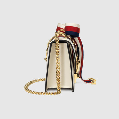 Gucci SyLouis Vuittonie Leather Mini Chain Bag White