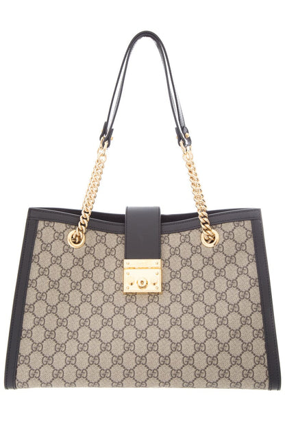 Gucci Black GG Supreme Padlock Series Tote