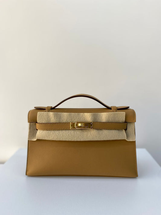 Hermes Kelly Pochette Chai Swift Gold Hardware