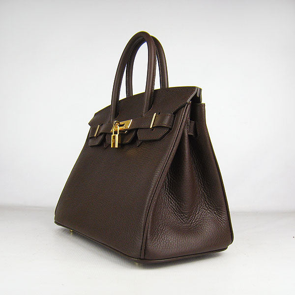 Hermes Birkin 30cm Togo Leather Handbags Dark Coffee Golden