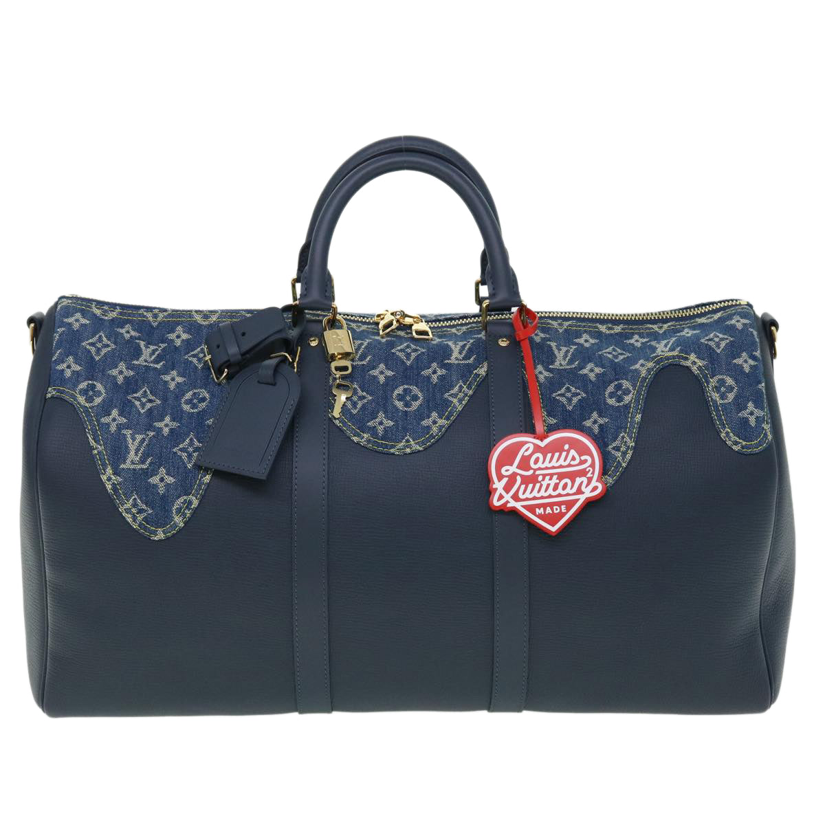 LOUIS VUITTON Denim LV Squared NIGO Keepall Bandouliere 50 M45975 Auth 51259A