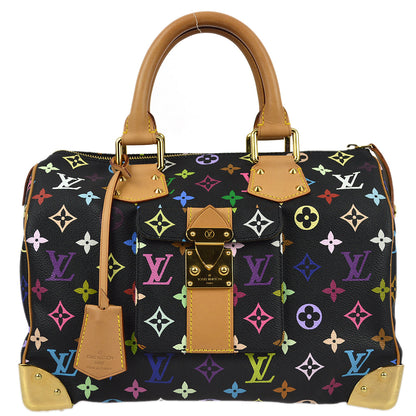 Louis Vuitton 2004 Black Monogram Multicolor Speedy 30 Handbag M92642