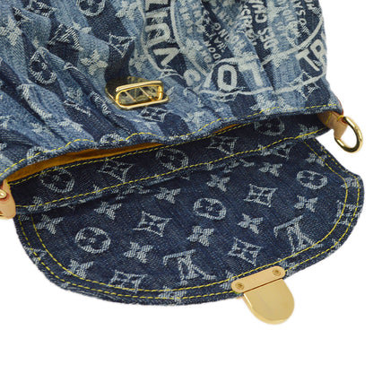 Louis Vuitton 2006 Blue Monogram Denim Mini Pleaty Raye Handbag M95333