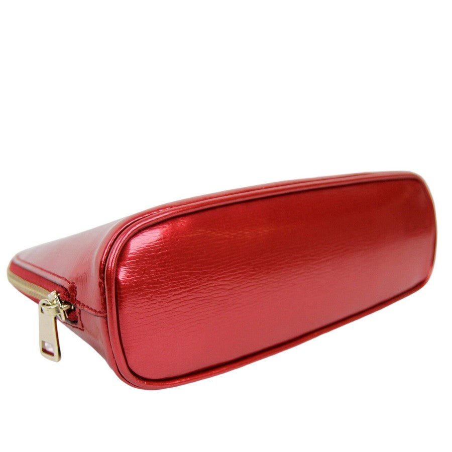 New Gucci Women's  Shiny Leather Cosmetic Case w/Interlocking G