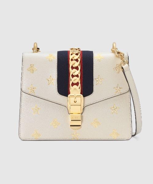 Gucci SyLouis Vuittonie Bee Star Small Shoulder Bag White