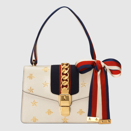 Gucci SyLouis Vuittonie Bee Star Small Shoulder Bag White