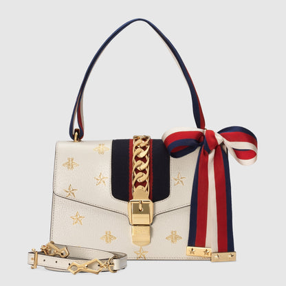 Gucci SyLouis Vuittonie Bee Star Small Shoulder Bag White