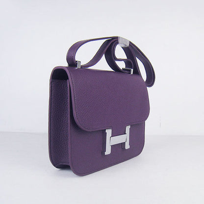 Hermes Constance Cowskin Leather Bag H017 purple silver