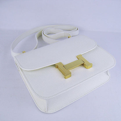 Hermes Constance Cowskin Leather Bag H017 white golden