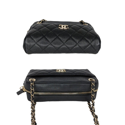 Chanel Black Caviar Quilted Small In & Out Camera Case