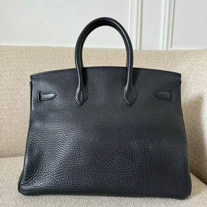 Hermes Birkin 35 B35 Clemence Black PHW handbag