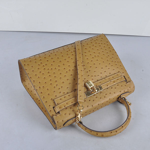 Hermes Kelly 32cm Ostrich Vein 6108 Apricot Golden