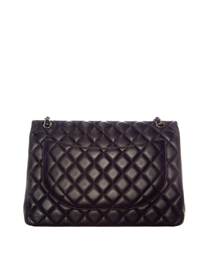 Chanel Midnight  Double Flap Caviar Maxi SHW HandBag