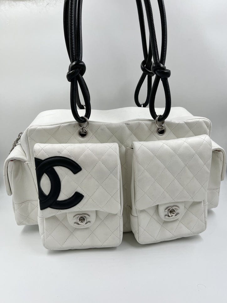 Chanel Cambon Reporter Bag in White Leather